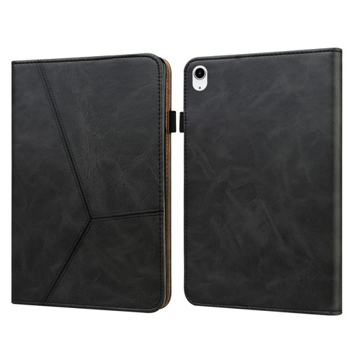 Solid Color Embossed Striped Leather Tablet Case for iPad 10th Gen 10.9 2022 - Black
