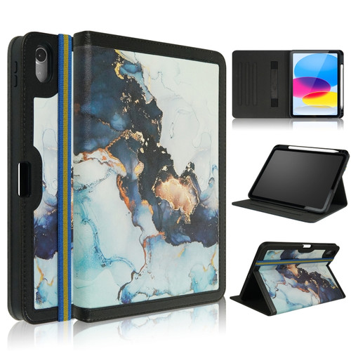 Marble Pattern Stitching Leather Tablet Case for iPad 10th Gen 10.9 2022 - Black