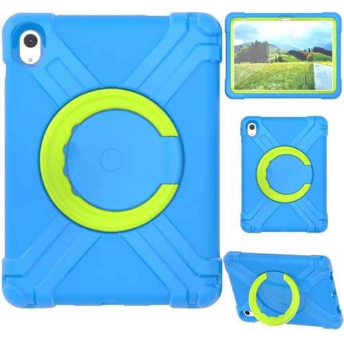 EVA + PC Tablet Protective Case with 360 Rotating Bracket for iPad 10th Gen 10.9 2022 - Blue+Grass Green