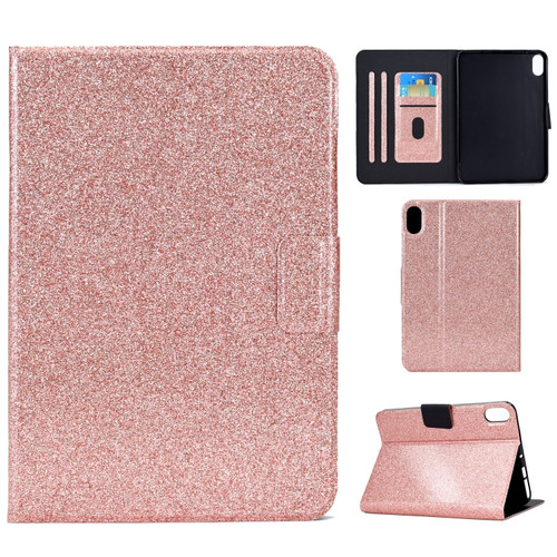 Varnish Glitter Powder Smart Leather Tablet Case for iPad 10th Gen 10.9 2022 - Rose Gold