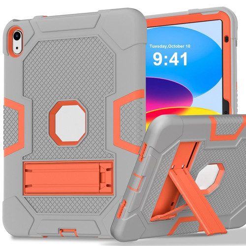 Contrast Color Robot Silicone + PC Tablet Protective Case for iPad 10th Gen 10.9 2022 - Grey Orange