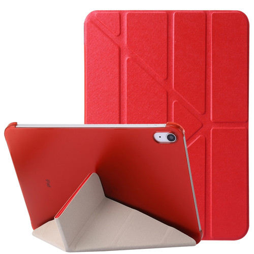 Silk Texture Horizontal Deformation Flip Tablet Leather Case with Holder for iPad 10th Gen 10.9 2022 - Red