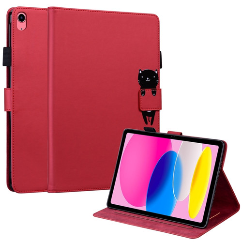 Cartoon Buckle Leather Smart Tablet Case for iPad 10th Gen 10.9 2022 - Red