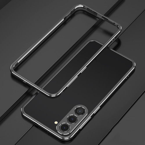 Aurora Series Lens Protector + Metal Frame Phone Case for Samsung Galaxy S23 5G - Black Silver