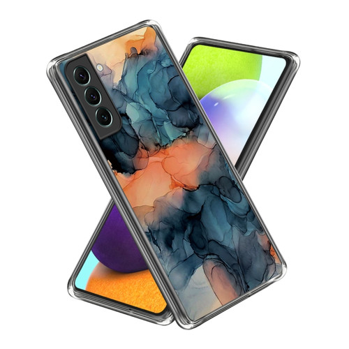 Colored Drawing Clear TPU Phone Protective Case for Samsung Galaxy S23 5G - Watercolor Blue Orange