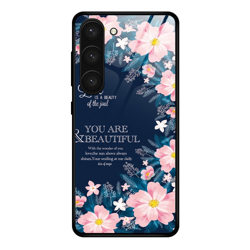 Colorful Painted Glass Phone Case for Samsung Galaxy S23 5G - Flower