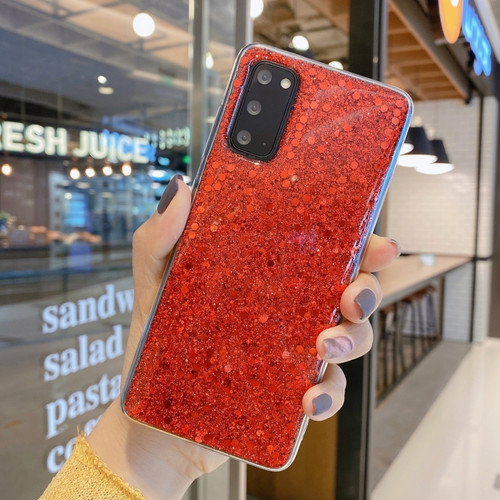 Glitter Glitter Drop Glue TPU Phone Case for Samsung Galaxy S23 5G - Red