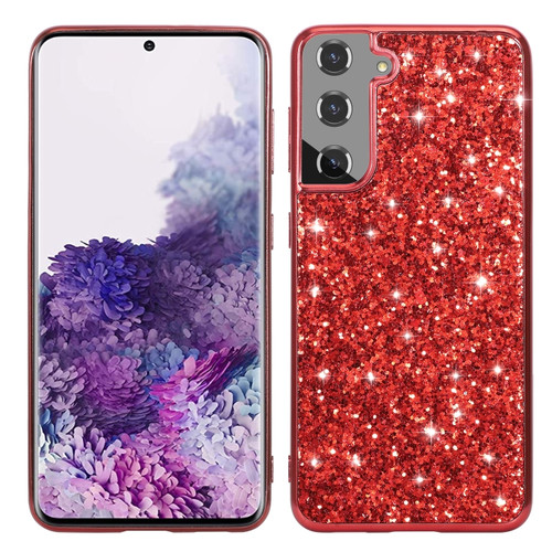 Glitter Powder Shockproof TPU Phone Case for Samsung Galaxy S23 5G - Red