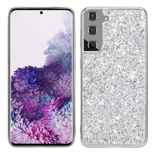 Glitter Powder Shockproof TPU Phone Case for Samsung Galaxy S23 5G - Silver