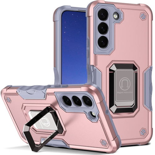 Ring Holder Non-slip Shockproof Armor Phone Case for Samsung Galaxy S23 5G - Rose Gold