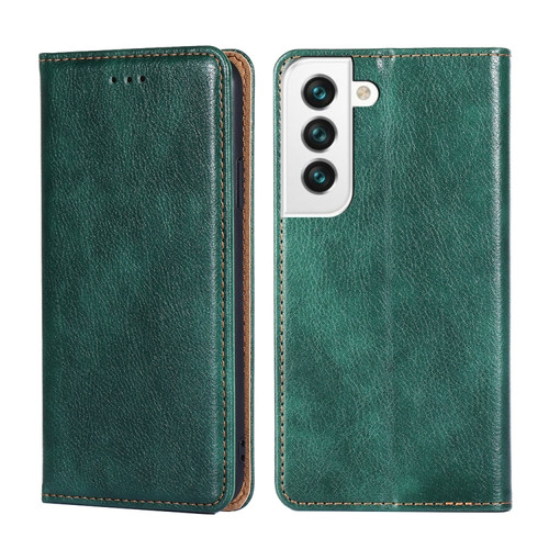 Gloss Oil Solid Color Magnetic Leather Phone Case for Samsung Galaxy S23 5G - Green