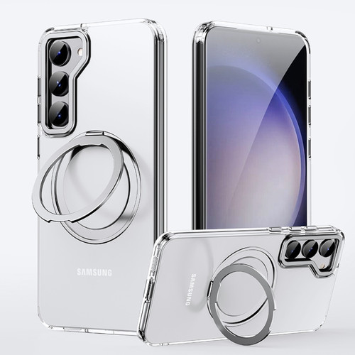 360 Rotating MagSafe Magnetic Skin Feel Phone Case for Samsung Galaxy S23 5G - Silver