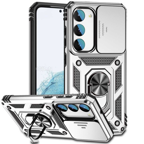 Sliding Camshield Holder Phone Case for Samsung Galaxy S23 5G - Silver