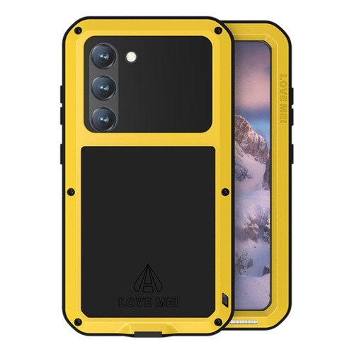 LOVE MEI Metal Shockproof Life Waterproof Dustproof Phone Case for Samsung Galaxy S23 5G - Yellow