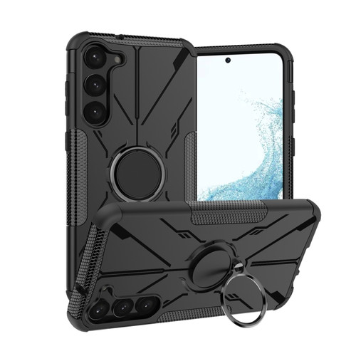 Armor Bear Shockproof PC + TPU Phone Case with Ring for Samsung Galaxy S23+ 5G - Black