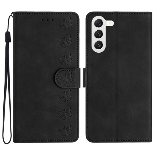 Seven Butterflies Embossed Leather Phone Case for Samsung Galaxy S23+ 5G - Black