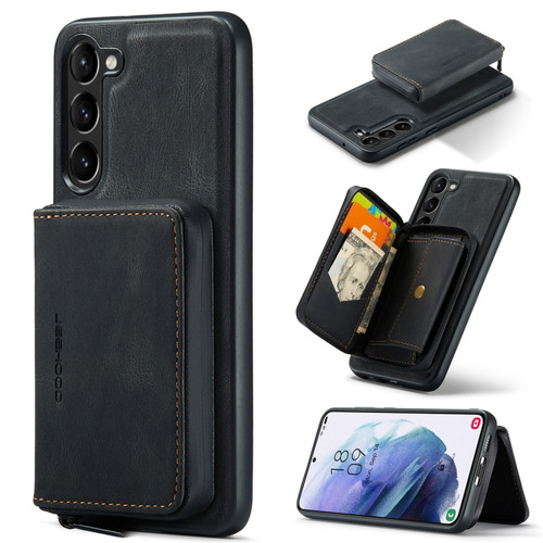 JEEHOOD Magnetic Zipper Wallet Leather Phone Case for Samsung Galaxy S23+ 5G - Black