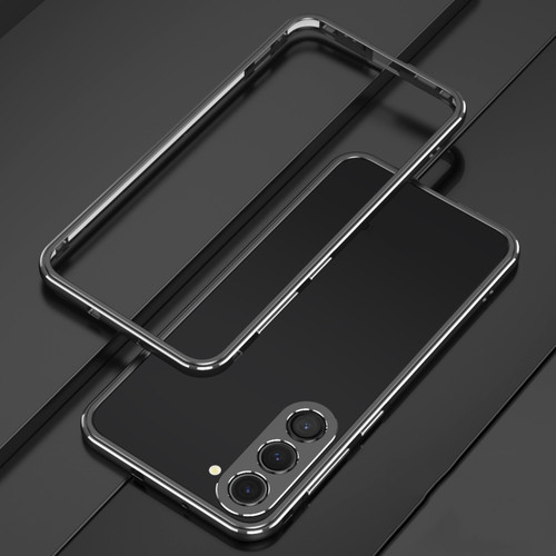 Aurora Series Lens Protector + Metal Frame Phone Case for Samsung Galaxy S23+ 5G - Black Silver