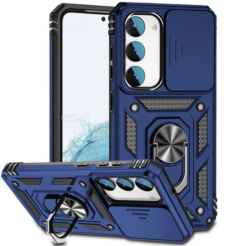 Sliding Camshield Holder Phone Case for Samsung Galaxy S23+ 5G - Blue