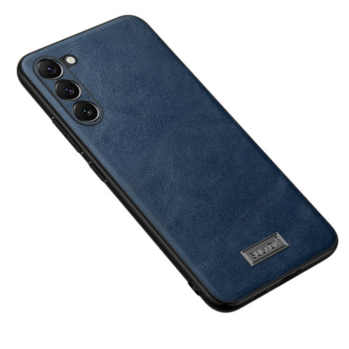 SULADA Shockproof TPU + Handmade Leather Phone Case for Samsung Galaxy S23+ 5G - Blue