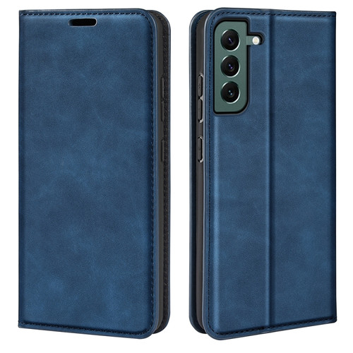 Retro-skin Magnetic Suction Leather Phone Case for Samsung Galaxy S23+ 5G - Dark Blue