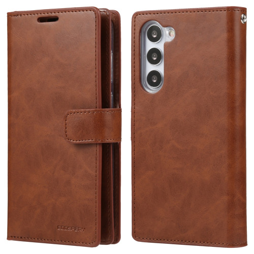 GOOSPERY MANSOOR DIARY 9 Card Slots Leather Phone Case for Samsung Galaxy S23+ 5G - Brown