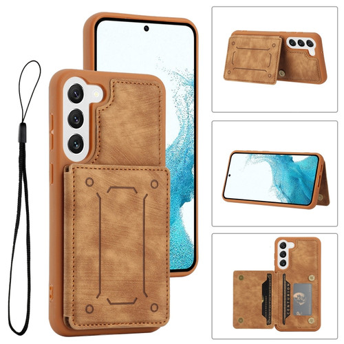 Dream Magnetic Back Cover Card Wallet Phone Case for Samsung Galaxy S23+ 5G - Brown