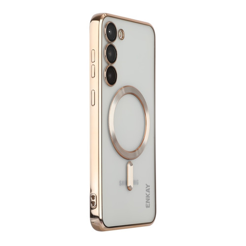 ENKAY Electroplated MagSafe Shockproof TPU Phone Case with Lens Film for Samsung Galaxy S23+ 5G - Gold