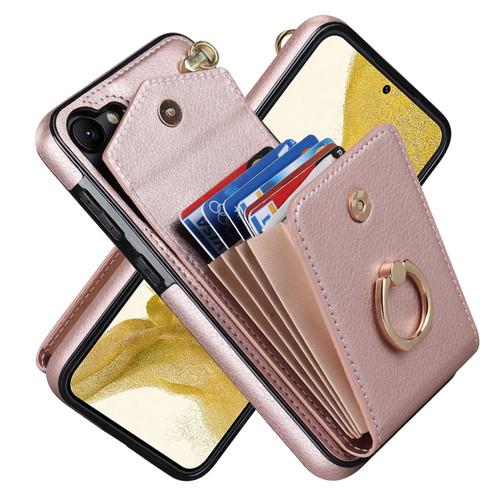 Ring Holder RFID Card Slot Phone Case for Samsung Galaxy S23+ 5G - Rose Gold
