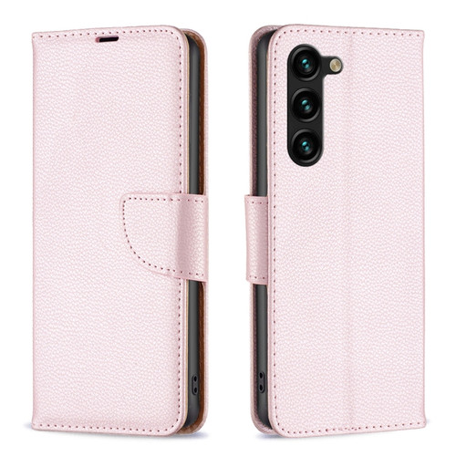 Litchi Texture Pure Color Leather Phone Case for Samsung Galaxy S23+ 5G - Rose Gold