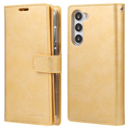 GOOSPERY MANSOOR DIARY 9 Card Slots Leather Phone Case for Samsung Galaxy S23+ 5G - Gold