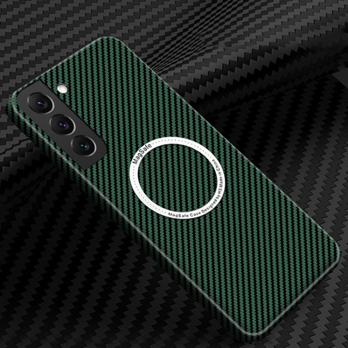 Carbon Fiber Texture MagSafe Magnetic Phone Case for Samsung Galaxy S23+ 5G - Green