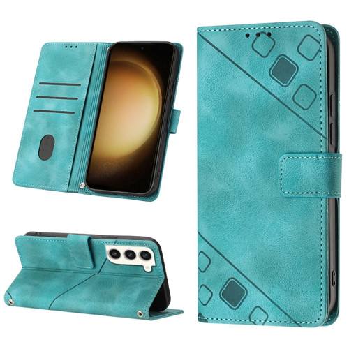 Skin-feel Embossed Leather Phone Case for Samsung Galaxy S23+ 5G - Green