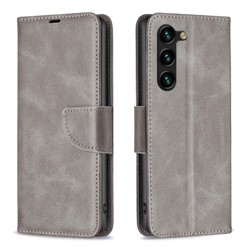 Lambskin Texture Leather Phone Case for Samsung Galaxy S23+ 5G - Grey