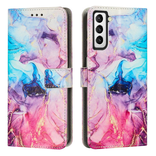 Painted Marble Pattern Leather Phone Case for Samsung Galaxy S23+ 5G - Pink Purple