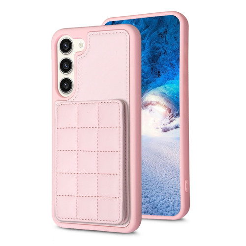 Grid Card Slot Holder Phone Case for Samsung Galaxy S23+ 5G - Pink
