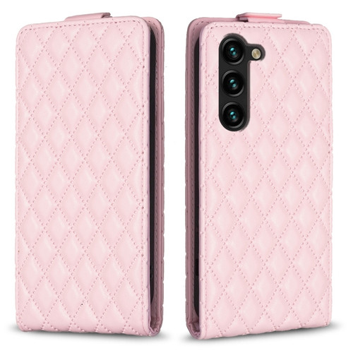 Diamond Lattice Vertical Flip Leather Phone Case for Samsung Galaxy S23+ 5G - Pink