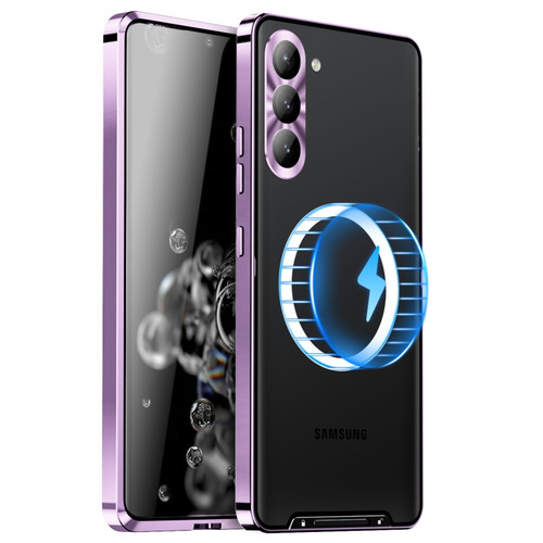 MagSafe Magnetic Frosted Metal Phone Case for Samsung Galaxy S23+ 5G - Purple