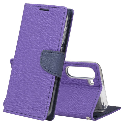 GOOSPERY FANCY DIARY Cross Texture Leather Phone Case for Samsung Galaxy S23+ 5G - Purple