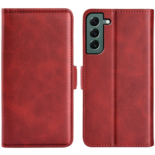Dual-side Magnetic Buckle Leather Phone Case for Samsung Galaxy S23+ 5G - Red