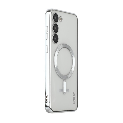 ENKAY Electroplated MagSafe Shockproof TPU Phone Case with Lens Film for Samsung Galaxy S23+ 5G - Silver