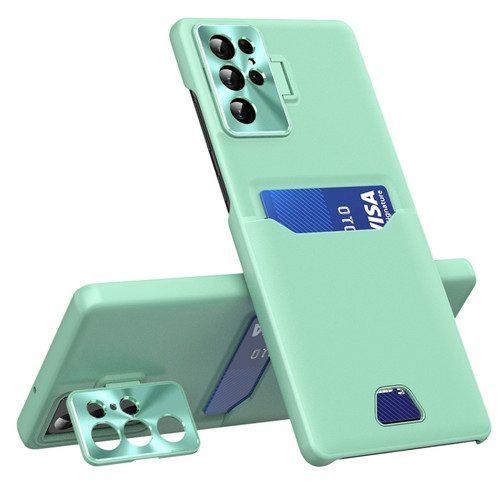 Pure Color Invisible Lens Holder Phone Case for Samsung Galaxy S23 Ultra 5G - Mint Green