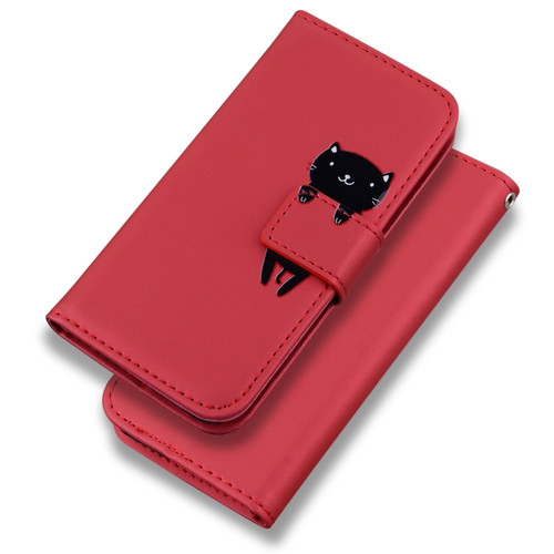 Cartoon Buckle Horizontal Flip Leather Phone Case for Samsung Galaxy S23 Ultra 5G - Red