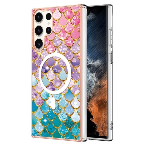 Marble Pattern Dual-side IMD Magsafe TPU Phone Case for Samsung Galaxy S23 Ultra 5G - Colorful Scales