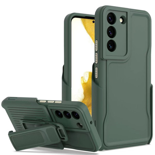 Explorer Series Back Clip Holder PC Phone Case for Samsung Galaxy S23 Ultra 5G - Dark Green