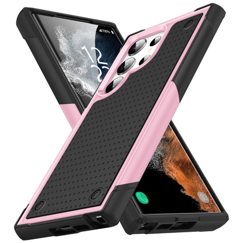 PC + TPU Shockproof Protective Phone Case for Samsung Galaxy S23 Ultra 5G - Pink+Black