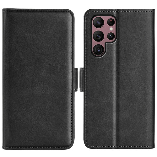 Dual-side Magnetic Buckle Leather Phone Case for Samsung Galaxy S23 Ultra 5G - Black
