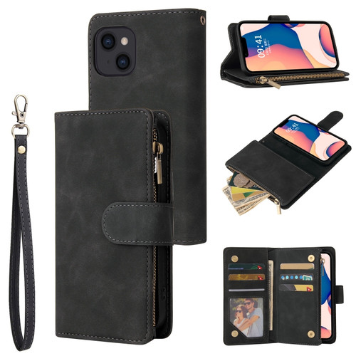 Multifunctional Phone Leather Case with Card Slot for iPhone 14 - Black