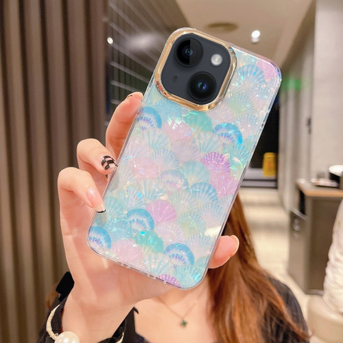 Colorful Crystal Shell Pattern PC + TPU Phone Case for iPhone 14 - Scallop Blue