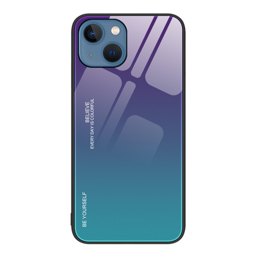 Gradient Color Glass Case for iPhone 14 - Aurora Blue